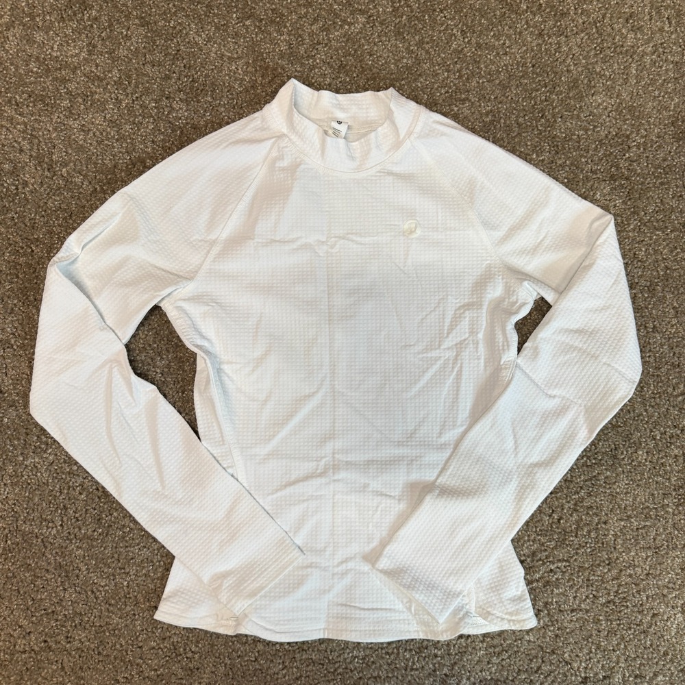 Lululemon Rest Less Swiftly Tech Waffle Knit Top Women 2 White Mock Neck L/S